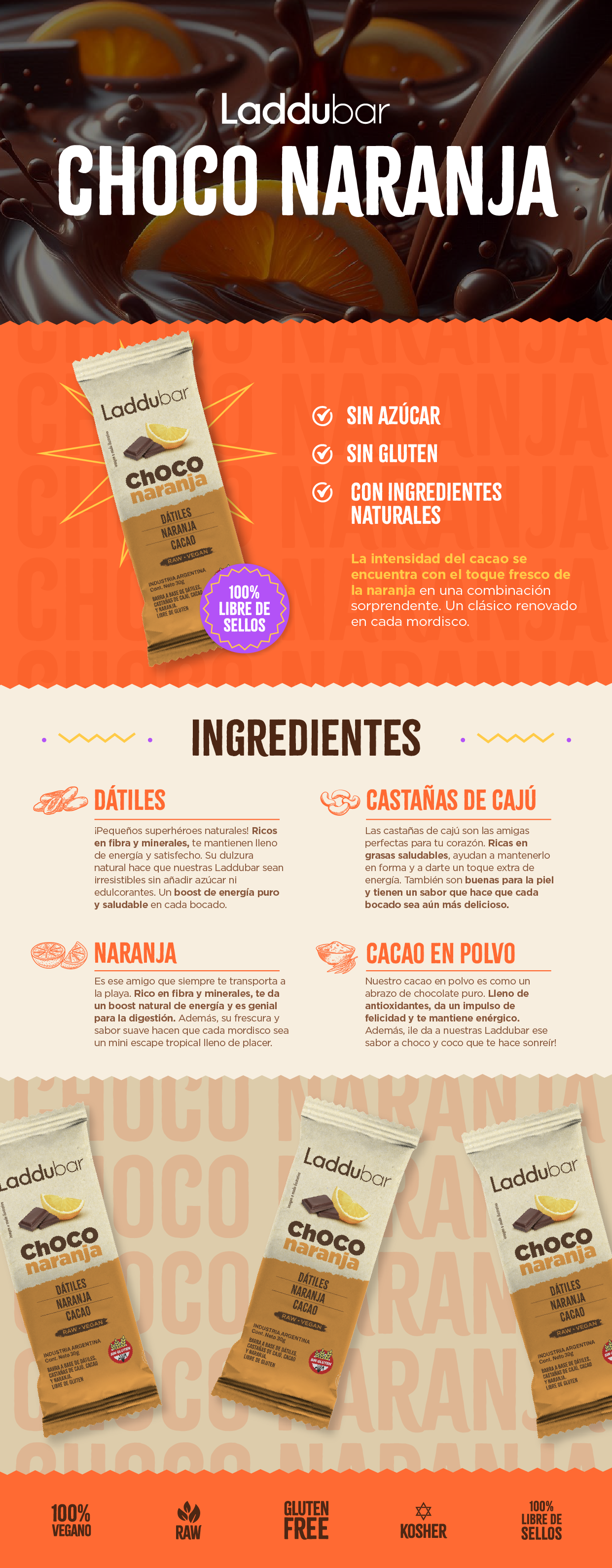 LADDUBAR CHOCO NARANJA x12
